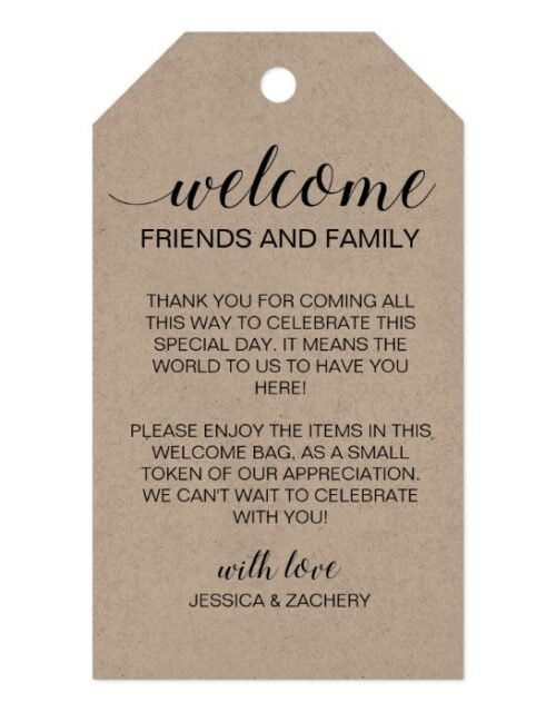 Rustic Wedding Welcome Gift Basket Bag Gift Tags