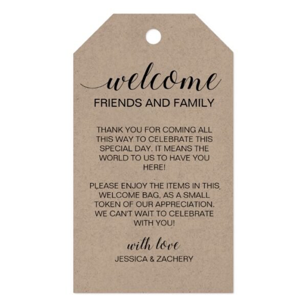 Rustic Wedding Welcome Gift Basket Bag Gift Tags