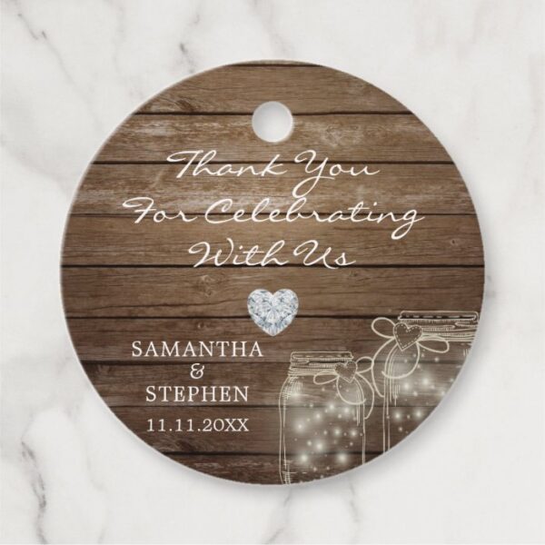 Rustic Wood Barn Country Heart Wedding Thank You Favor Tags