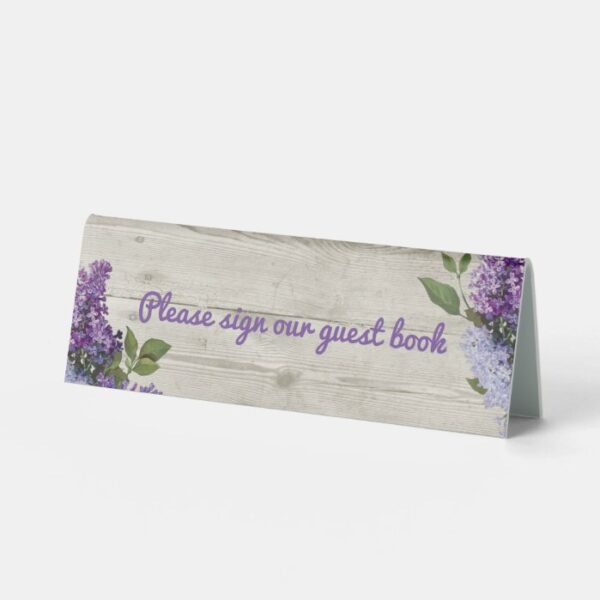 Rustic Wood Look Wedding Guest Book Table Tent Sign