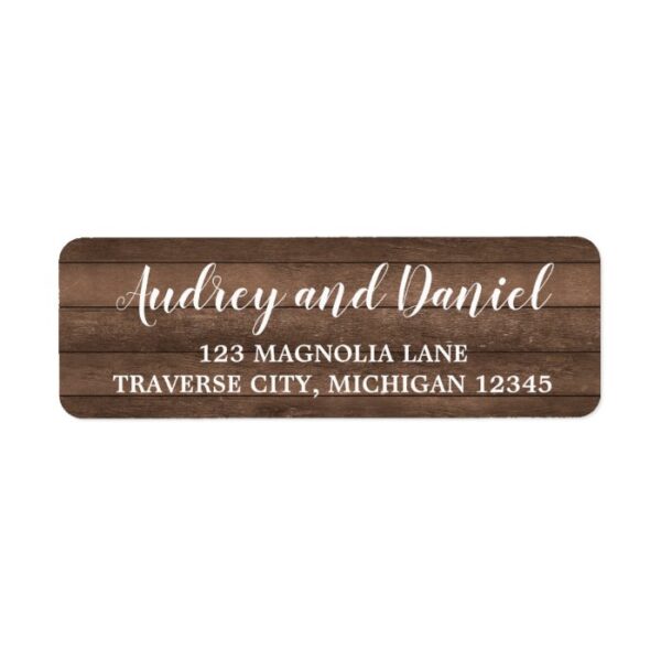 Rustic Wood Wedding Address Label