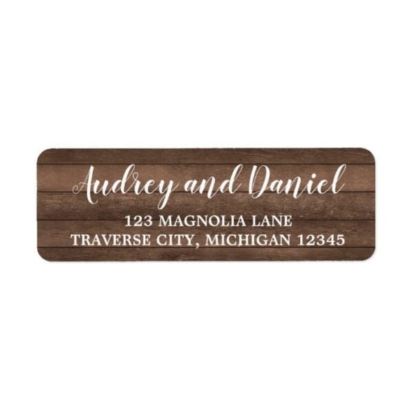 Rustic Wood Wedding Address Label