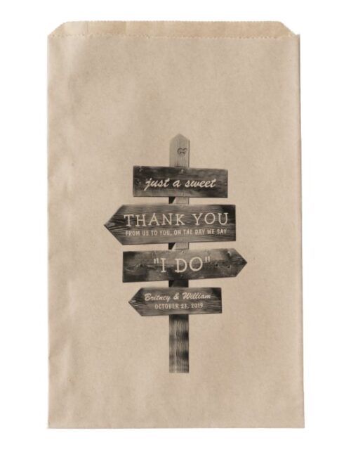 Rustic Wooden Post Country Personalized Wedding Favor Bag