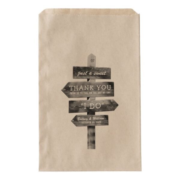 Rustic Wooden Post Country Personalized Wedding Favor Bag