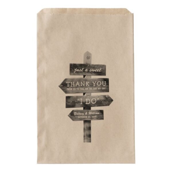 Rustic Wooden Post Country Personalized Wedding Favor Bag