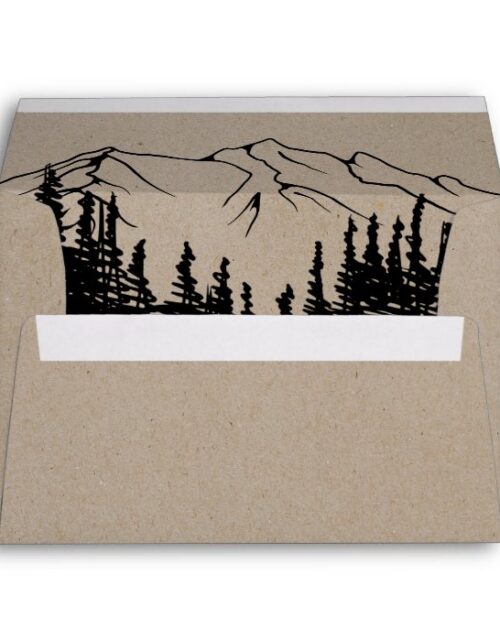 Rustic Woodsy Mountain Wedding Invitation Envelope