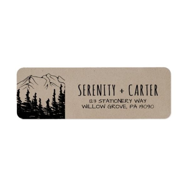 Rustic Woodsy Mountain Wedding Label