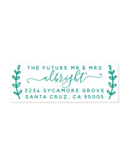 Rustic Wreath & Script "Future Mr & Mrs" Address Self-inking Stamp