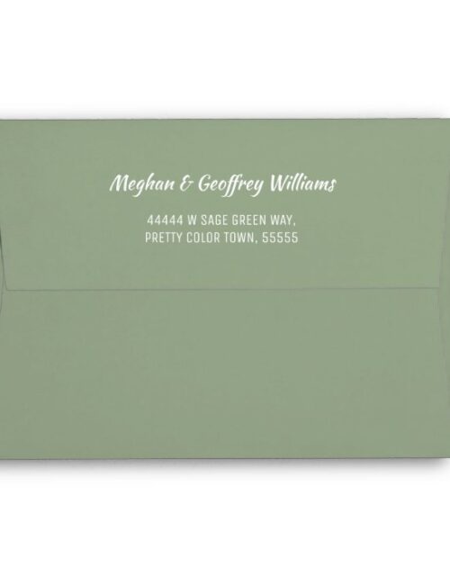 Sage Green White Simple Wedding Return Address Envelope