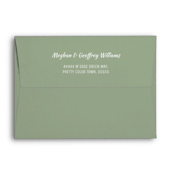 Sage Green White Simple Wedding Return Address Envelope