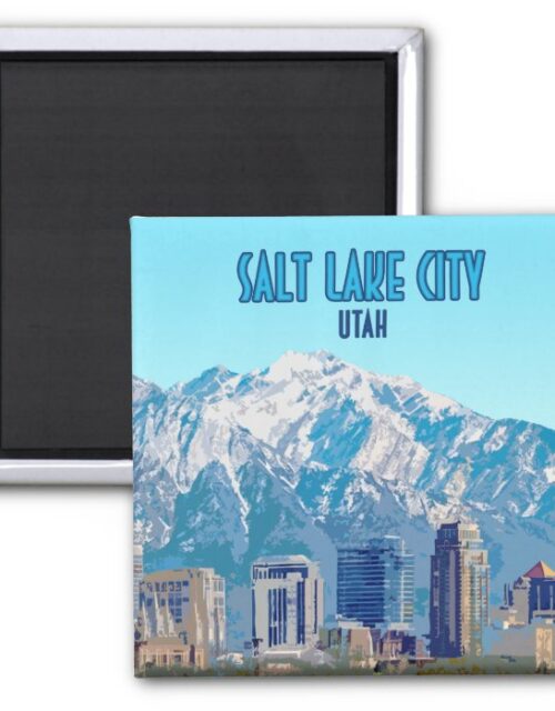 Salt Lake City Utah Downtown Vintage Magnet