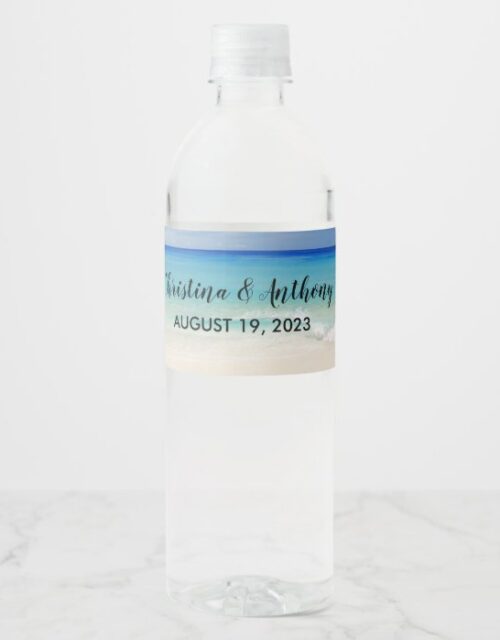 Sandy Beach Water Bottle Label Wedding Favor