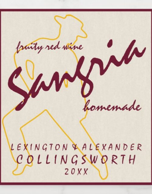 Sangria With Flamenco Dancer Homemade Wine Label