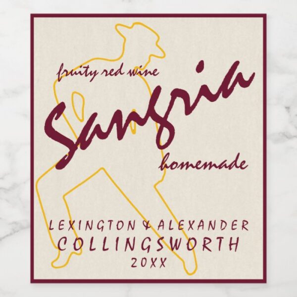 Sangria With Flamenco Dancer Homemade Wine Label