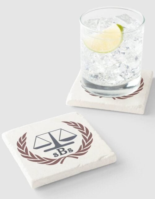 Scales of Justice Personalized Lawyer Gifts Stone Coaster