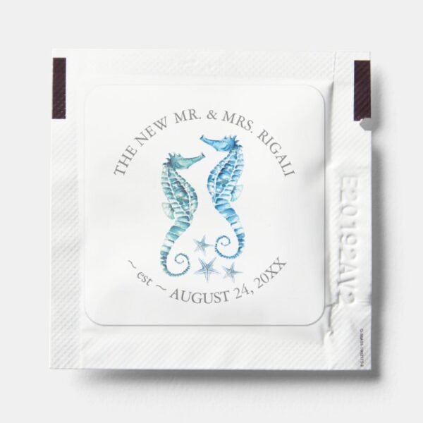 Seahorse Coastal Wedding Hand Sanitizer Packet