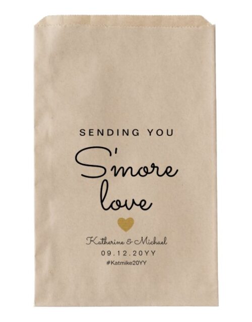 Sending You S'more Love Rustic Gold Heart Wedding Favor Bag