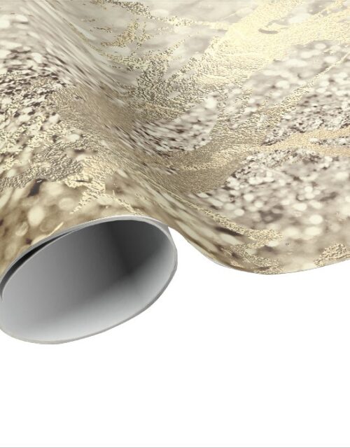 Sepia Creamy Foxier Gold Marble Shiny Metal Stroke Wrapping Paper