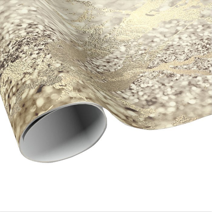 Sepia Creamy Foxier Gold Marble Shiny Metal Stroke Wrapping Paper