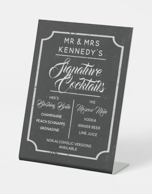 Signature Cocktails Chalkboard Wedding Drinks Pedestal Sign