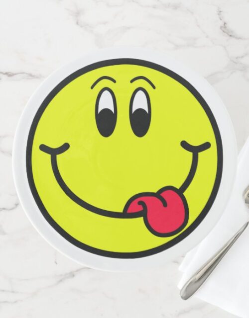 Silly Tongue Out Smiling Face Emoji Cake Stand