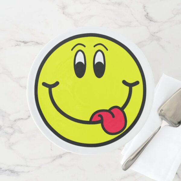 Silly Tongue Out Smiling Face Emoji Cake Stand