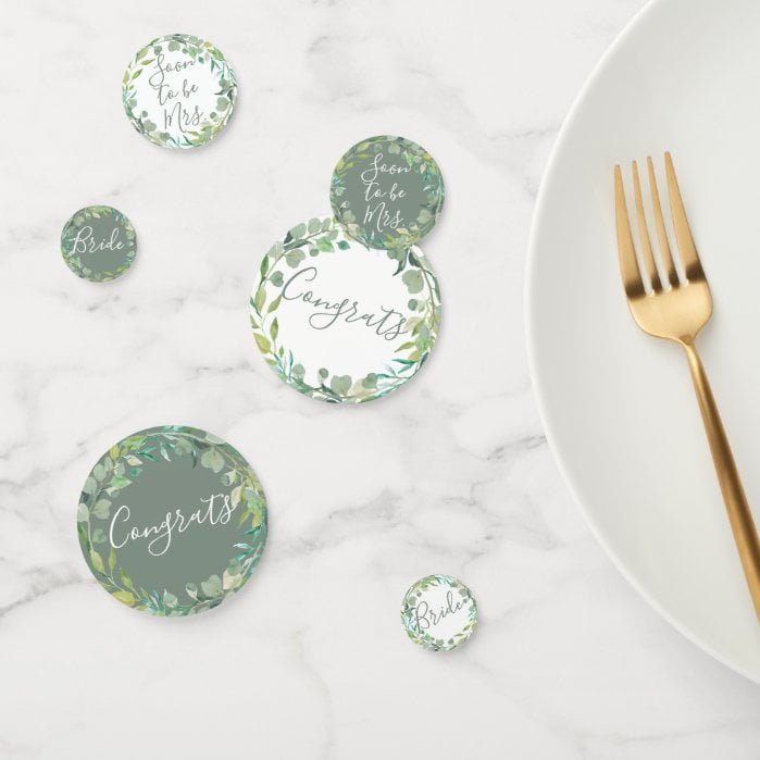 Silver Dollar Eucalyptus Watercolor Wreath Shower Confetti