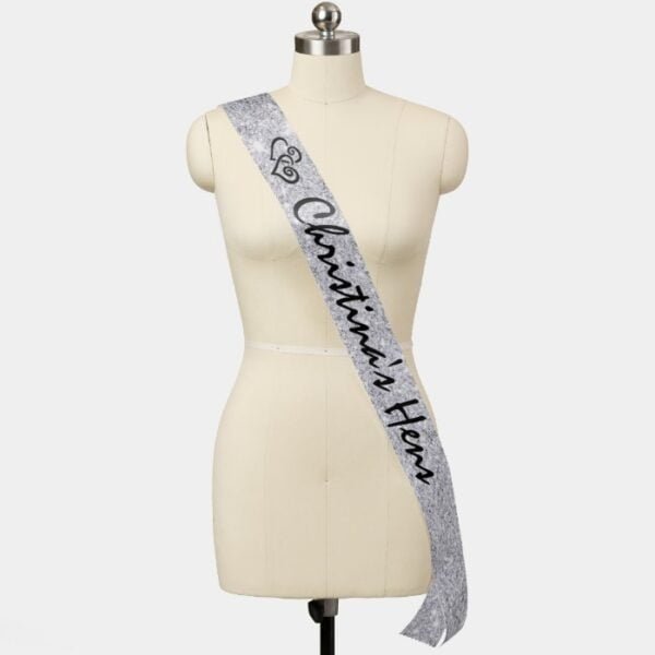 Silver Glitter Personalized Bride's Hens Sash