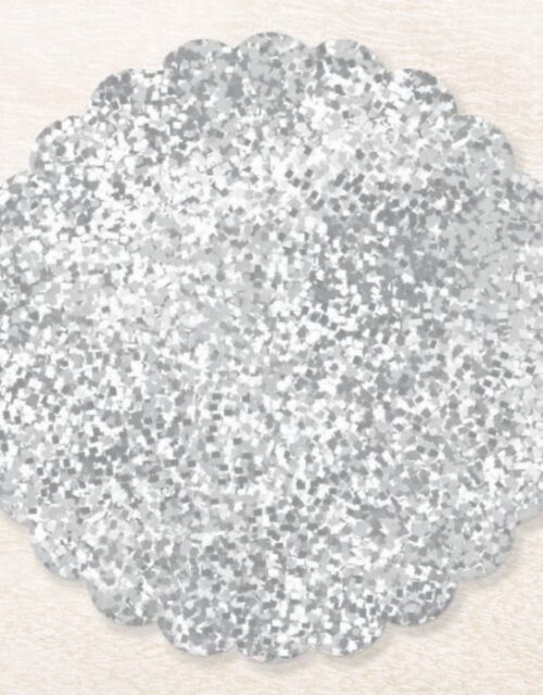 Silver Gray Faux Glitter Pattern Chic Paper Coaster