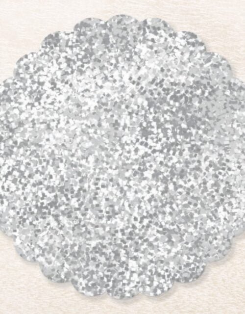 Silver Gray Faux Glitter Pattern Chic Paper Coaster