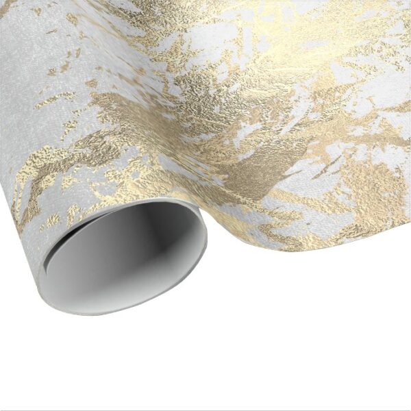 Silver Gray Foxier Gold Marble Shiny Metallic VIP Wrapping Paper