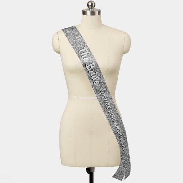 Silver The Bride Glam Wedding Personalized Sash