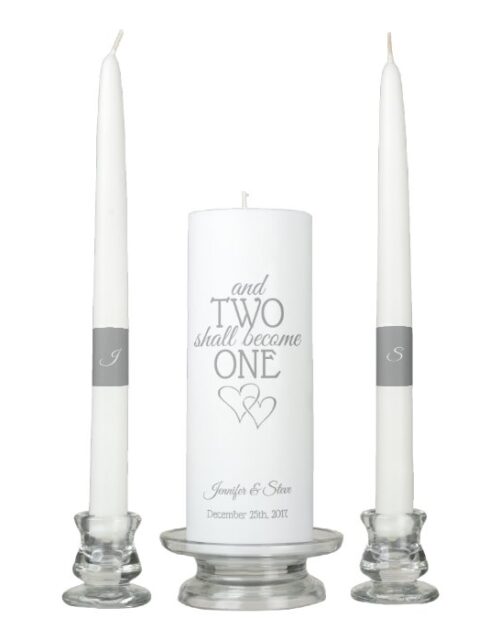 Silver Two Become One Wedding Unity Candle Set