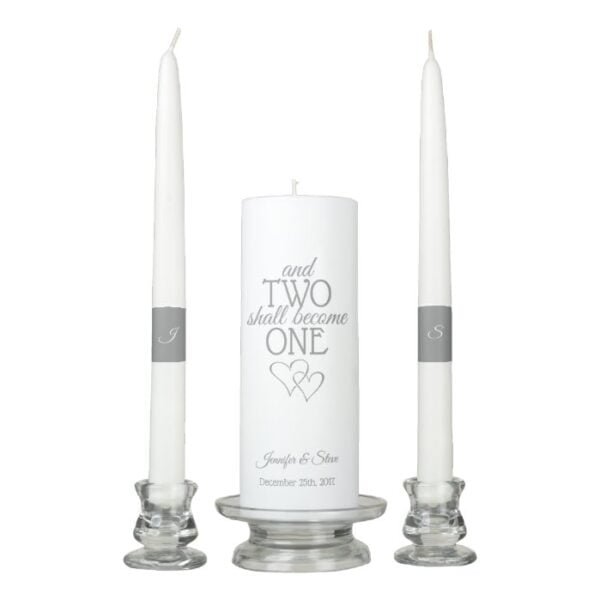 Silver Two Become One Wedding Unity Candle Set