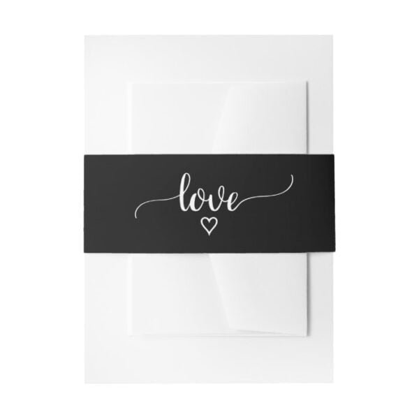 Simple Black Calligraphy Love Wedding Belly Band