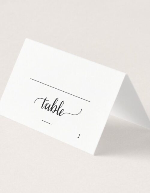 Simple Black Calligraphy Meal Option Wedding Place Card