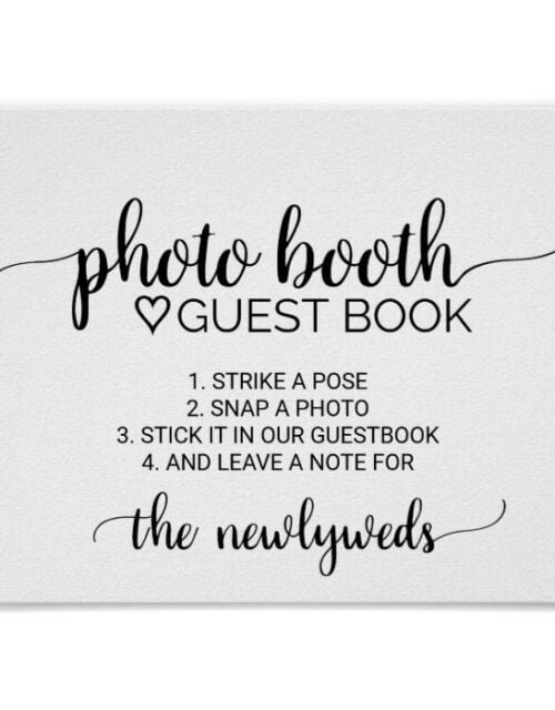 Simple Black Calligraphy Photobooth Guest Book