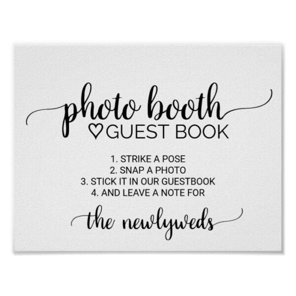 Simple Black Calligraphy Photobooth Guest Book