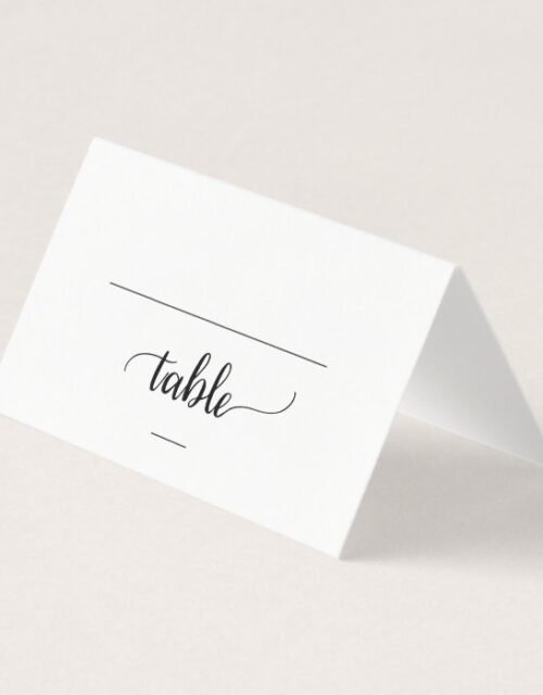 Simple Black Calligraphy Wedding Place Card