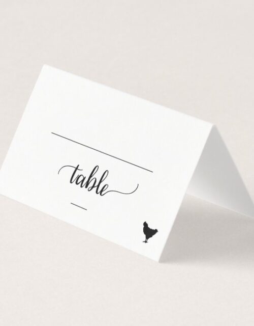 Simple Black Chicken Meal Option Wedding Place Card