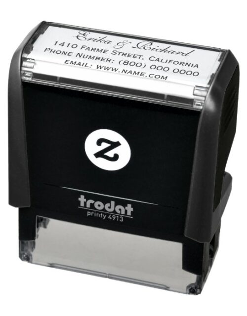 simple & clean couple's address information self-inking stamp