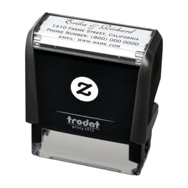simple & clean couple's address information self-inking stamp