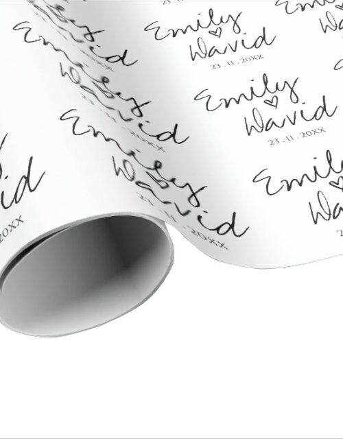 Simple Elegant Bride & Groom Names Wedding Wrapping Paper
