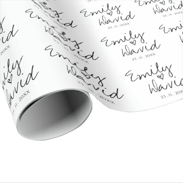 Simple Elegant Bride & Groom Names Wedding Wrapping Paper