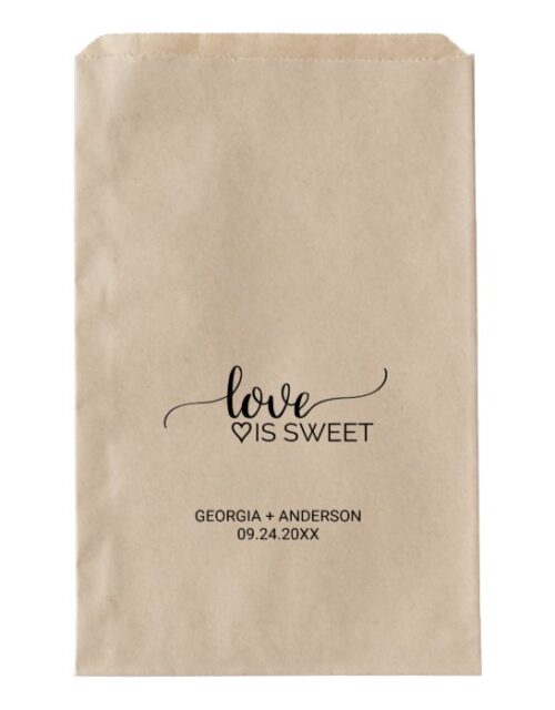 Simple Kraft Calligraphy "Love is Sweet" Wedding Favor Bag