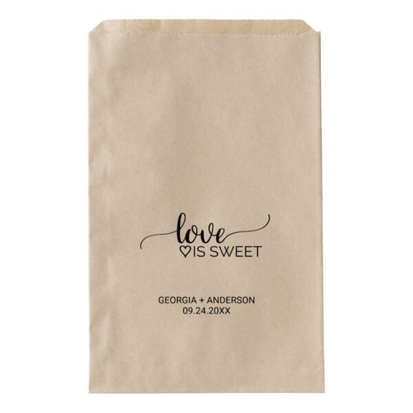 Simple Kraft Calligraphy "Love is Sweet" Wedding Favor Bag