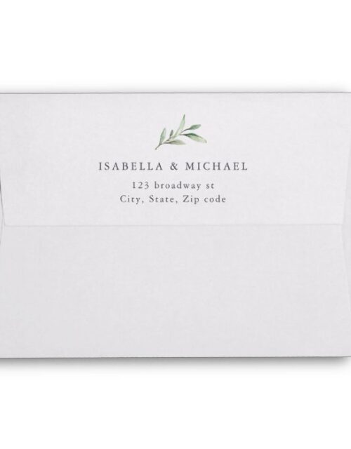 Simple rustic greenery liner wedding envelope