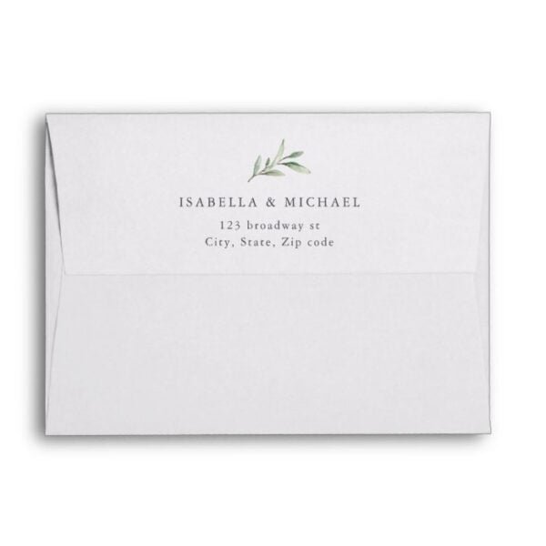 Simple rustic greenery liner wedding envelope