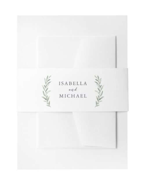 Simple rustic greenery wedding invitation belly band
