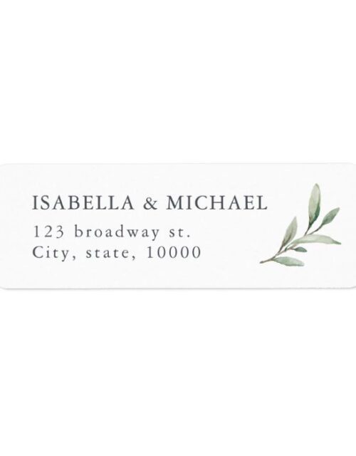 Simple rustic greenery wedding return address label